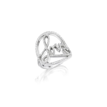 18K Diamond Heartstring LOVE Ring