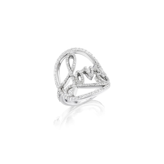 18K Diamond Heartstring LOVE Ring