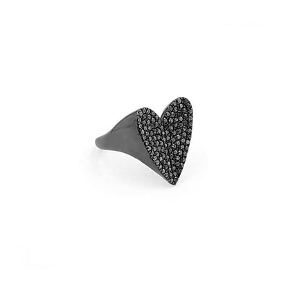 18K Pave Diamond Folded Heart Ring