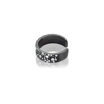 18K Black and White Cobblestone Diamond Mini Cuff Ring