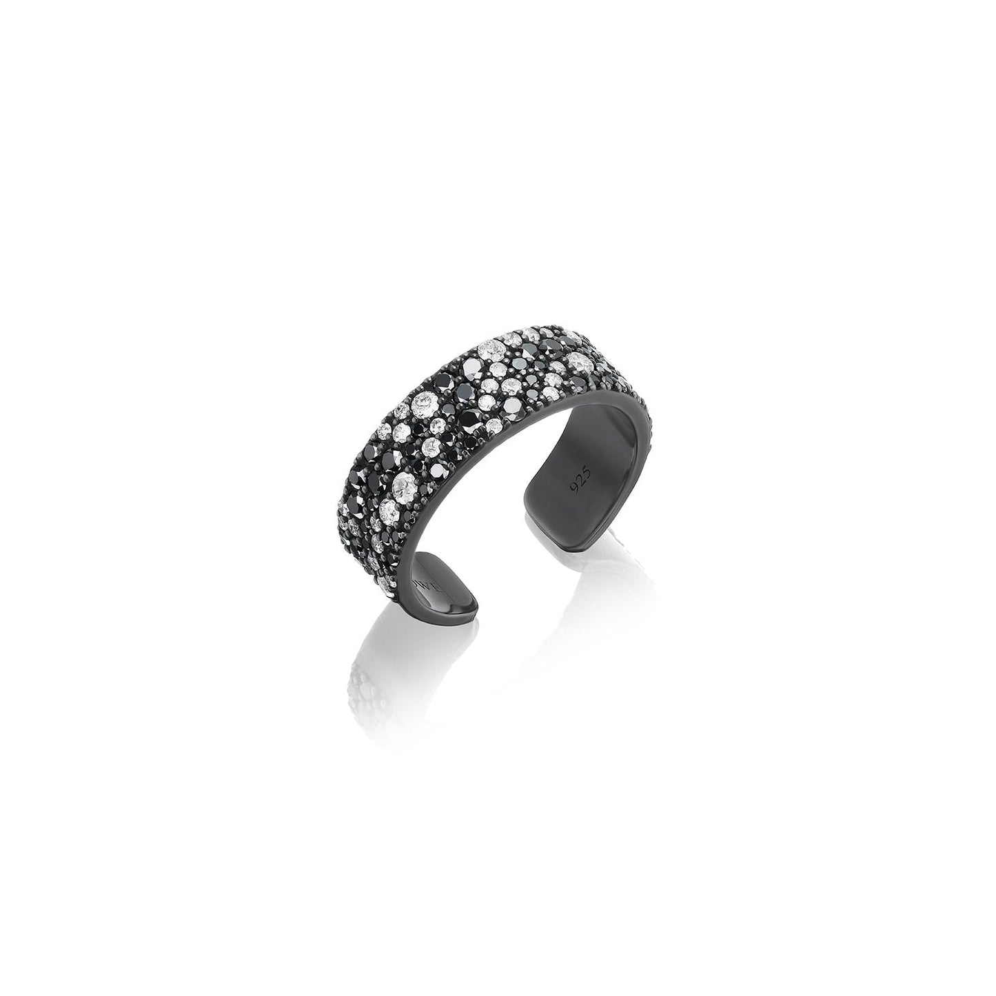18K Black and White Cobblestone Diamond Mini Cuff Ring
