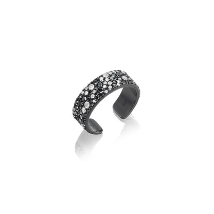 18K Black and White Cobblestone Diamond Mini Cuff Ring