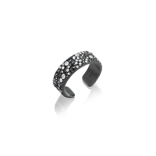 18K Black and White Cobblestone Diamond Mini Cuff Ring