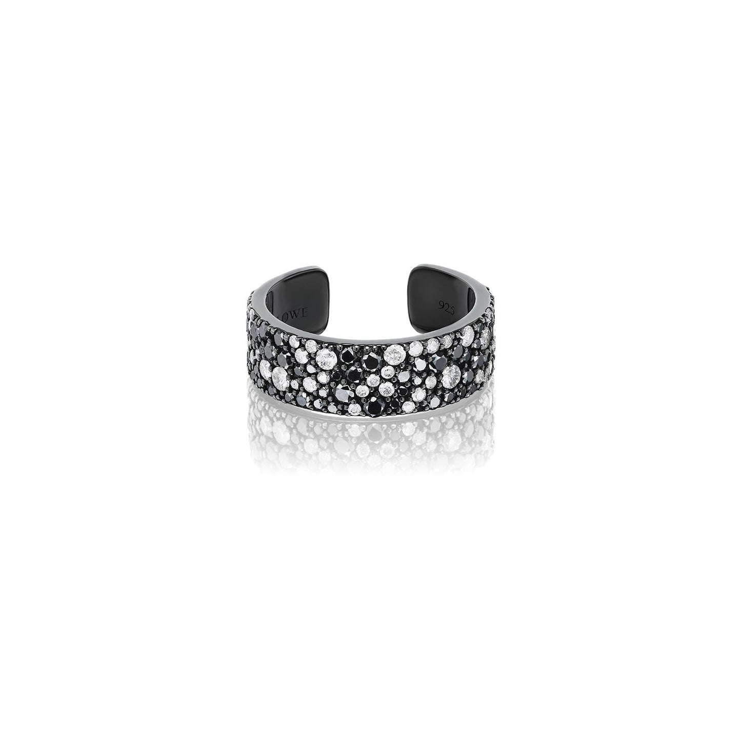 18K Black and White Cobblestone Diamond Mini Cuff Ring