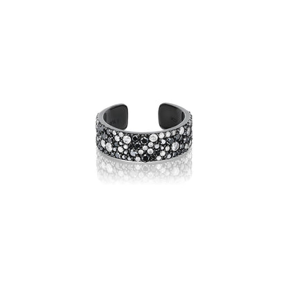 18K Black and White Cobblestone Diamond Mini Cuff Ring