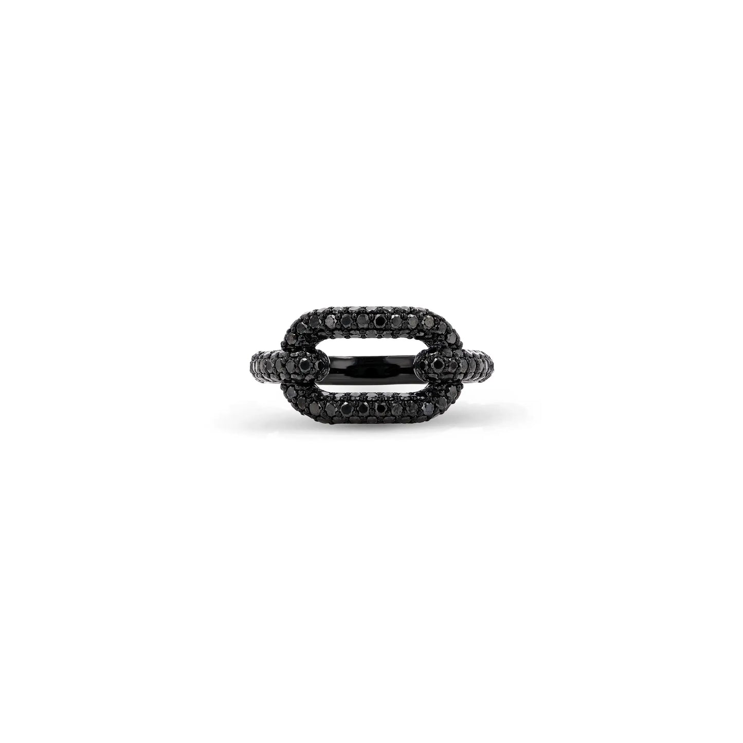 18K Curved Black Diamond Paperclip Ring