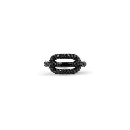 18K Curved Black Diamond Paperclip Ring