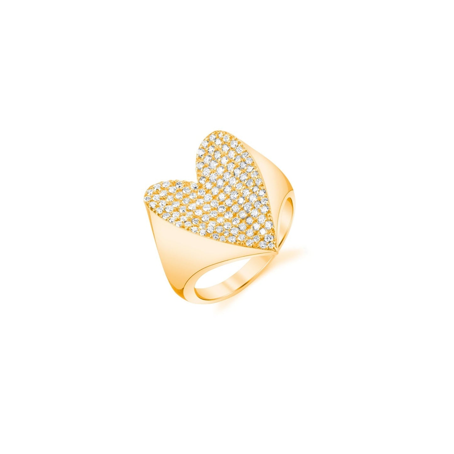 18K Pave Diamond Folded Heart Ring