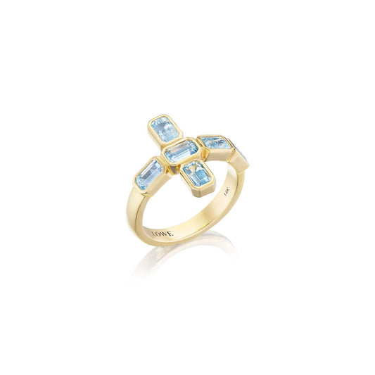 18K Aquamarine Cross Ring