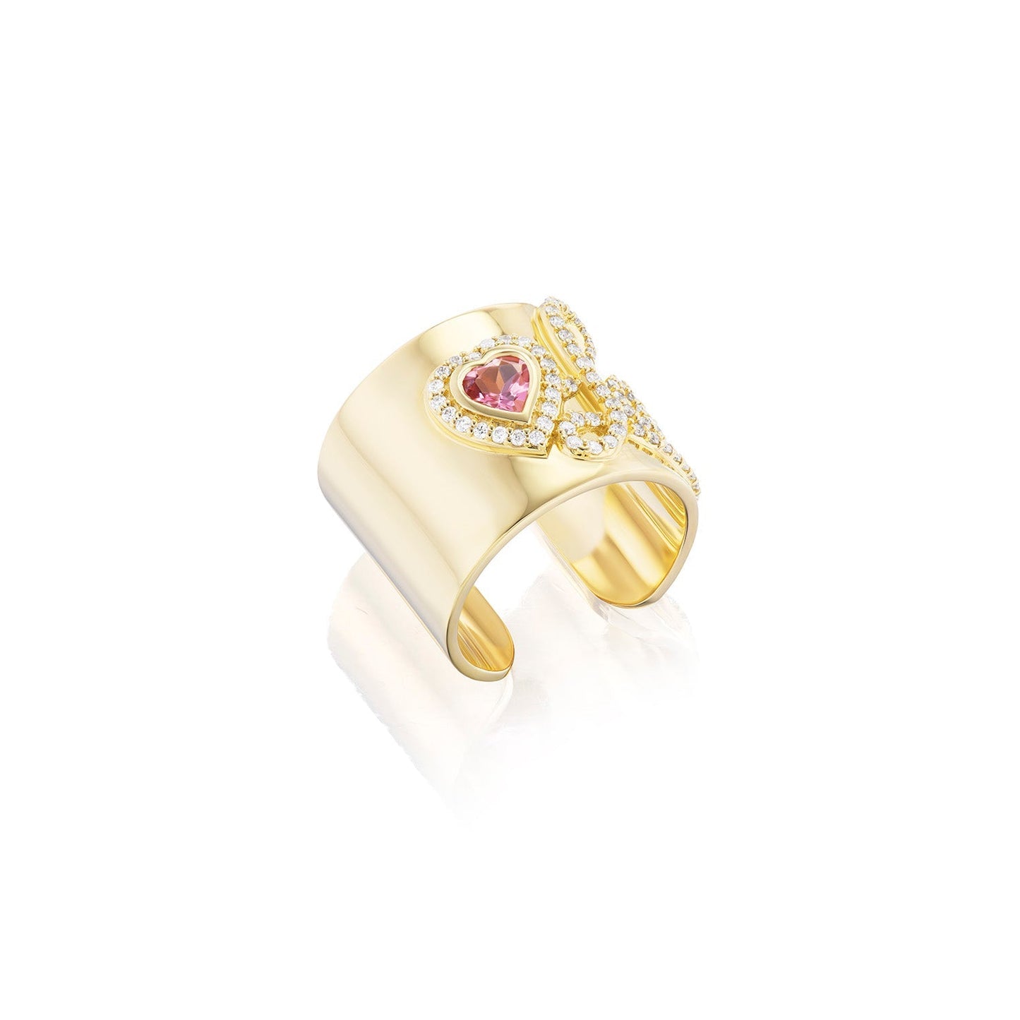 18K Heartstring LOVE Ring with Tourmaline Heart and Diamonds