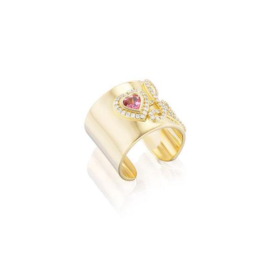 18K Heartstring LOVE Ring with Tourmaline Heart and Diamonds