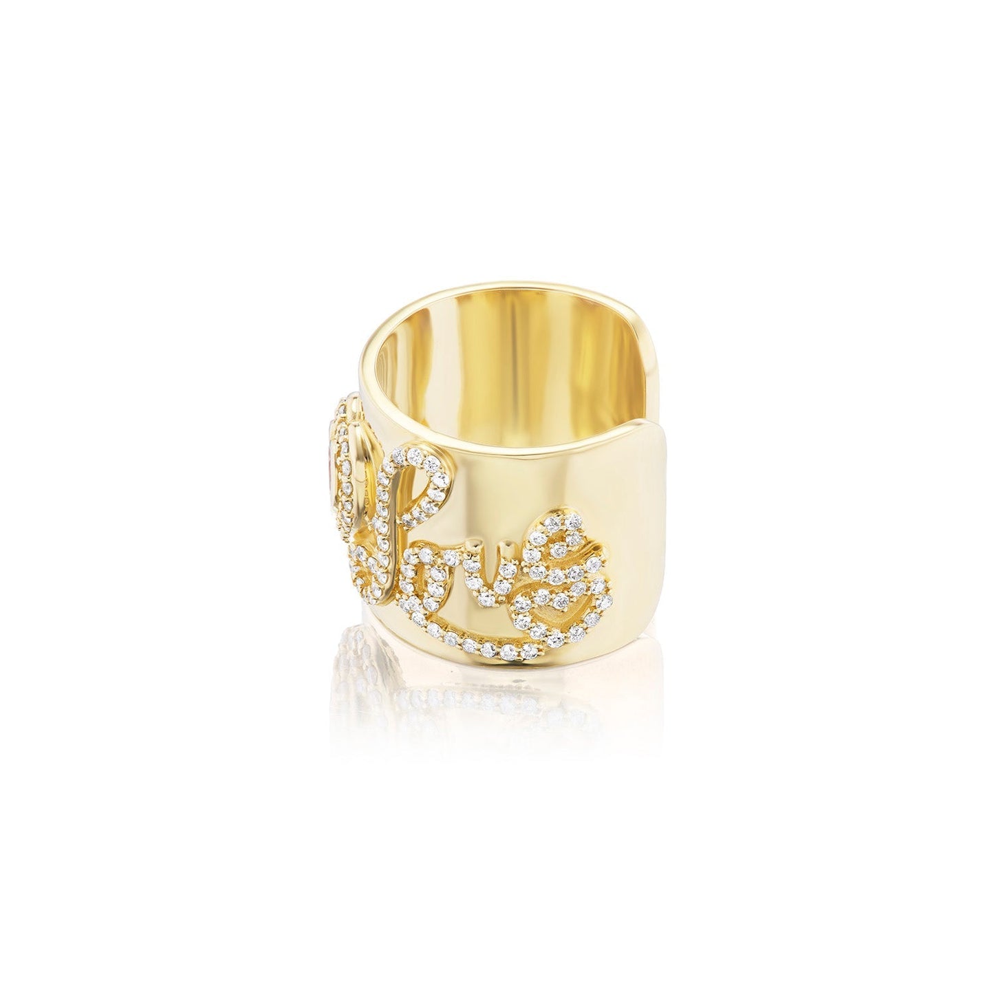 18K Heartstring LOVE Ring with Tourmaline Heart and Diamonds