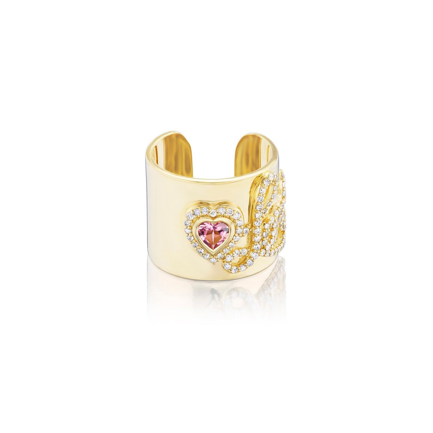 18K Heartstring LOVE Ring with Tourmaline Heart and Diamonds