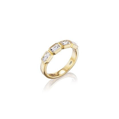 18K Crystal Quartz Emerald Cut Stacking Band Ring