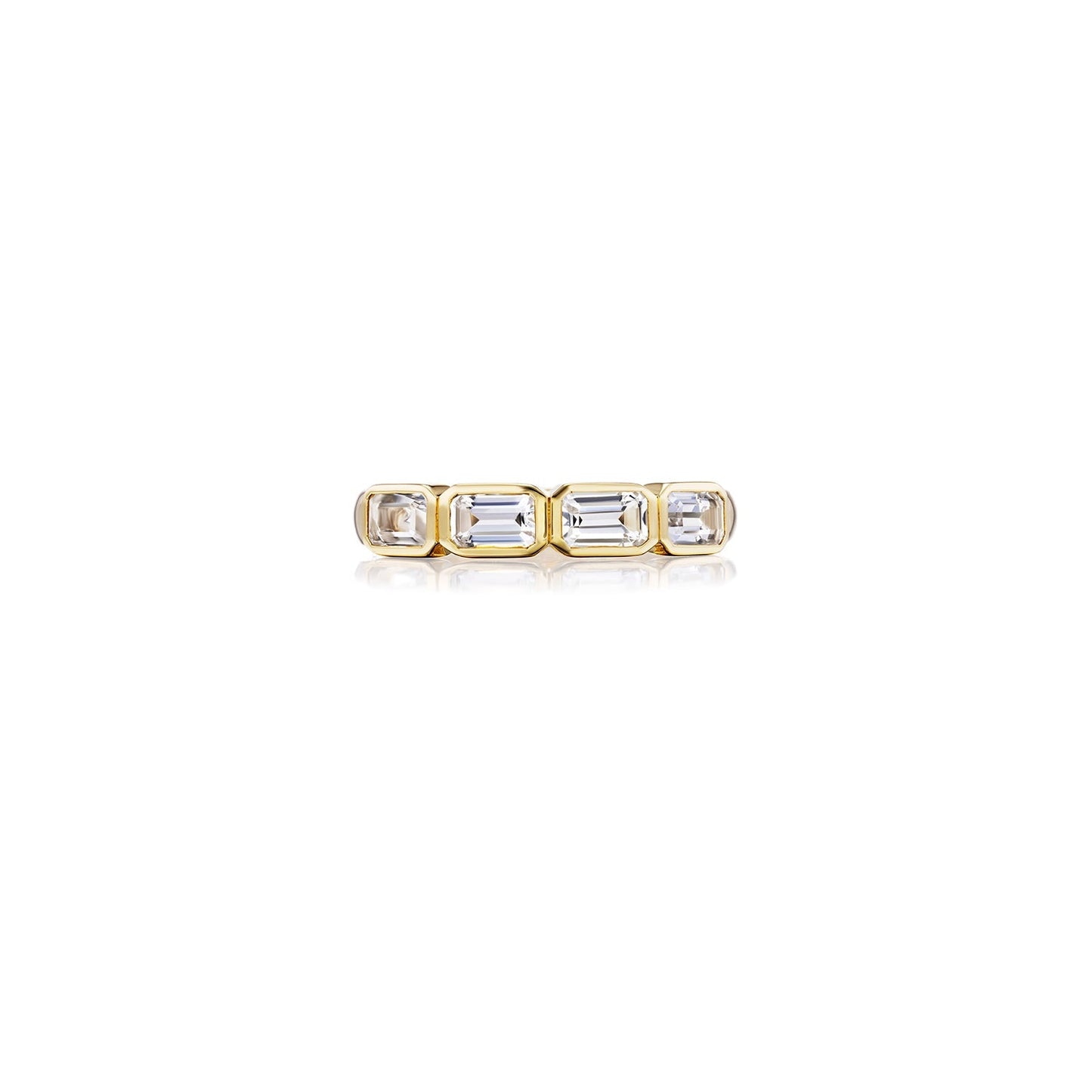 18K Crystal Quartz Emerald Cut Stacking Band Ring