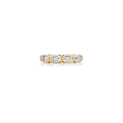 18K Crystal Quartz Emerald Cut Stacking Band Ring