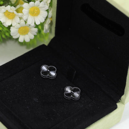 18K Vintage Alhambra Black Earrings
